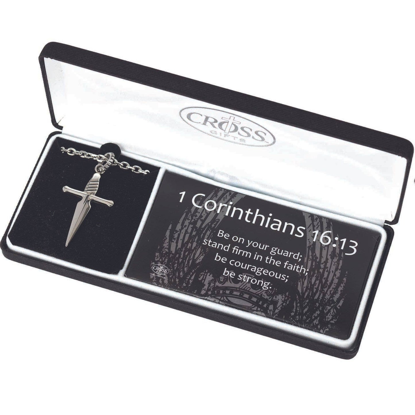 Sword Cross Necklace 24" Chain