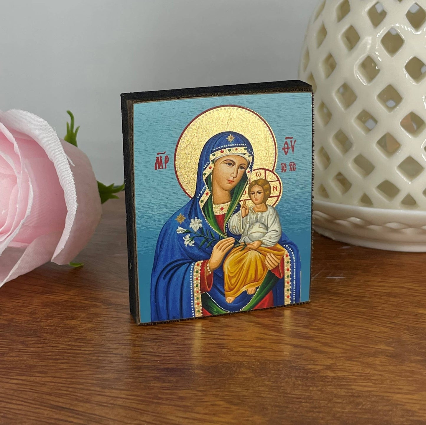 Virgin Mary Eternal Bloom Silk Screen Icon Magnet