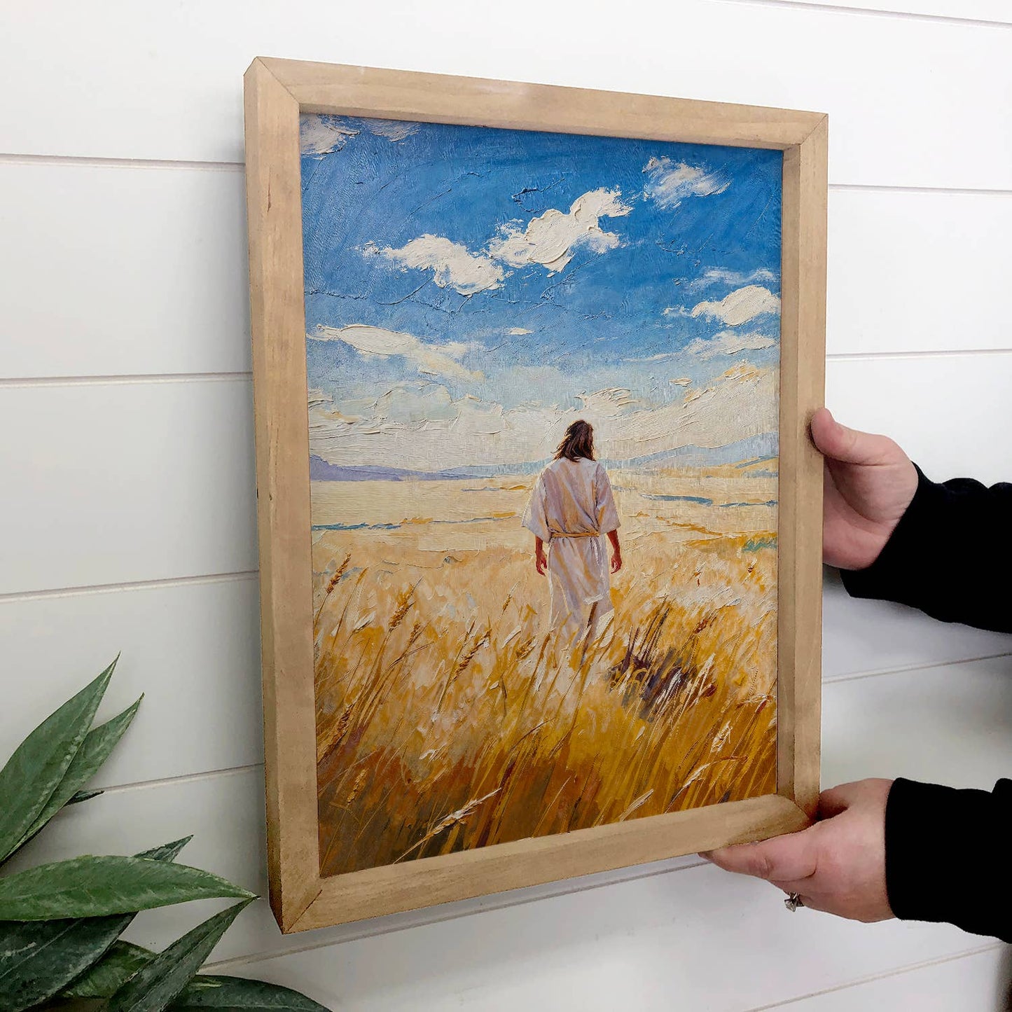 Jesus in the Golden Field - Christian Canvas Wall Art Decor