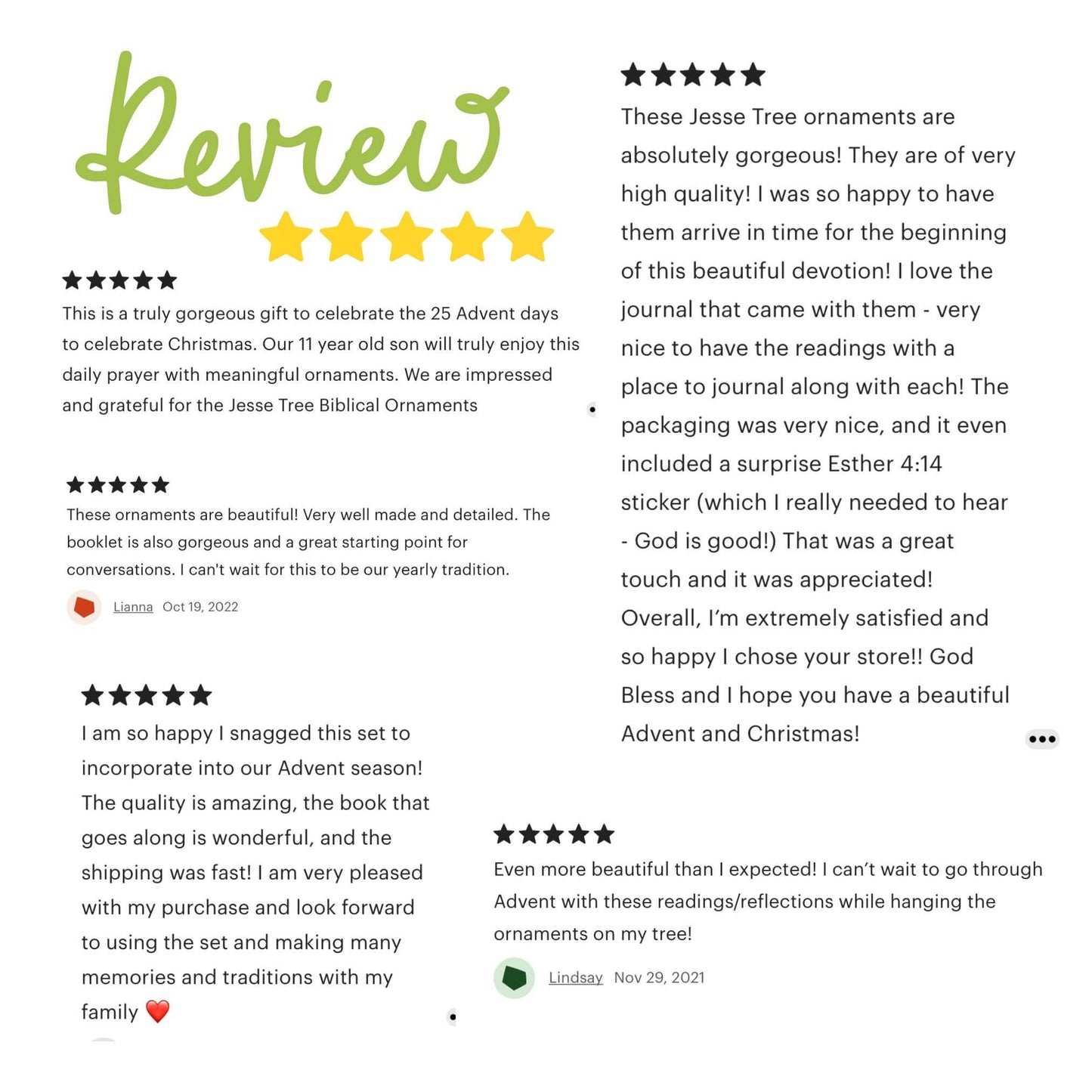 Jesse Tree Handmade Christmas Ornaments