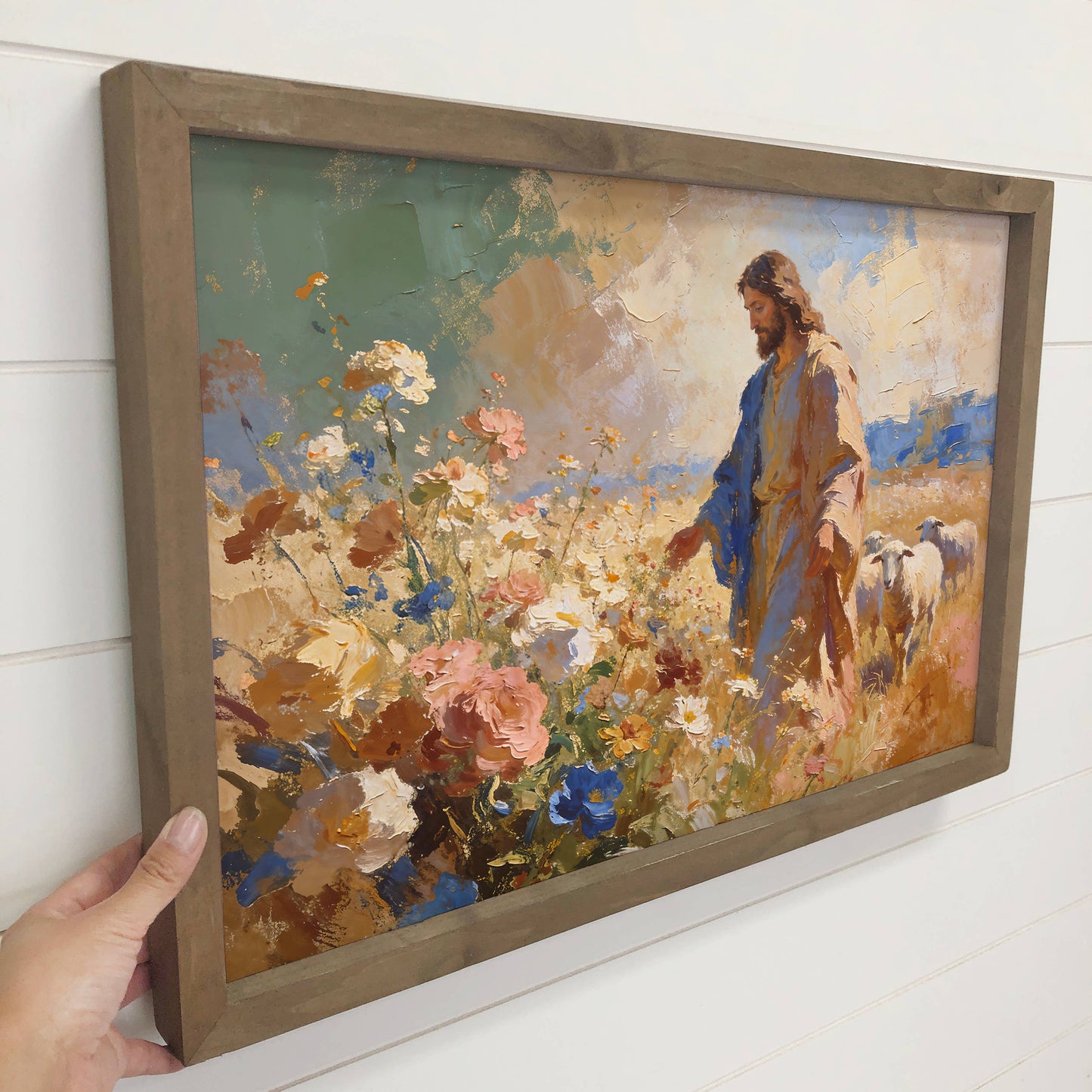 Jesus Christ Leading Sheep - Christian Home Bedroom Wall Art