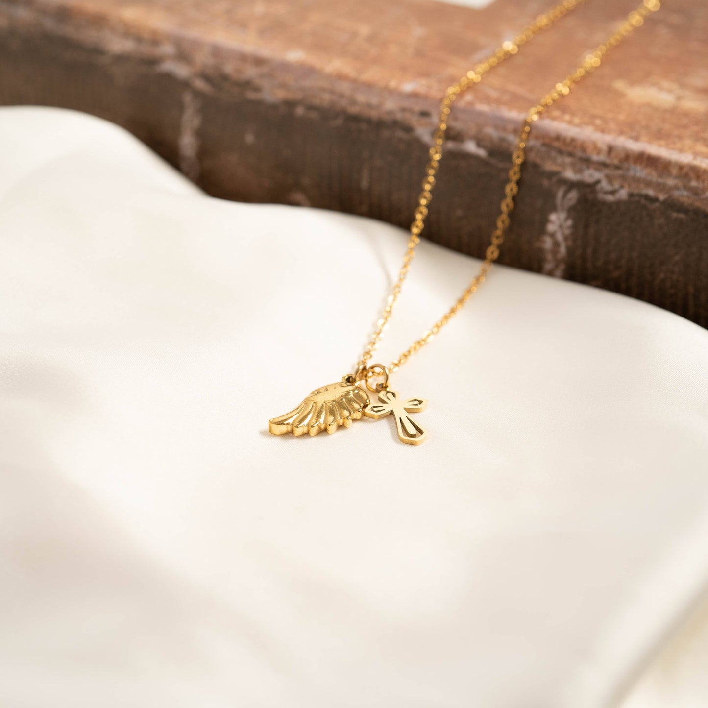 (9pc) 18K Gold PVD Stainless Steel Faith & Love Charm Set