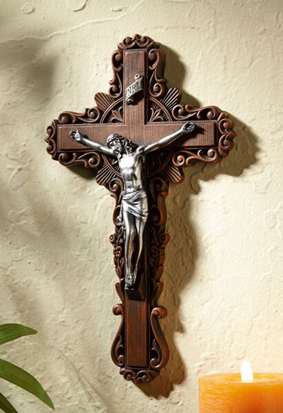 Crucifix, Calvary Golden, 10"