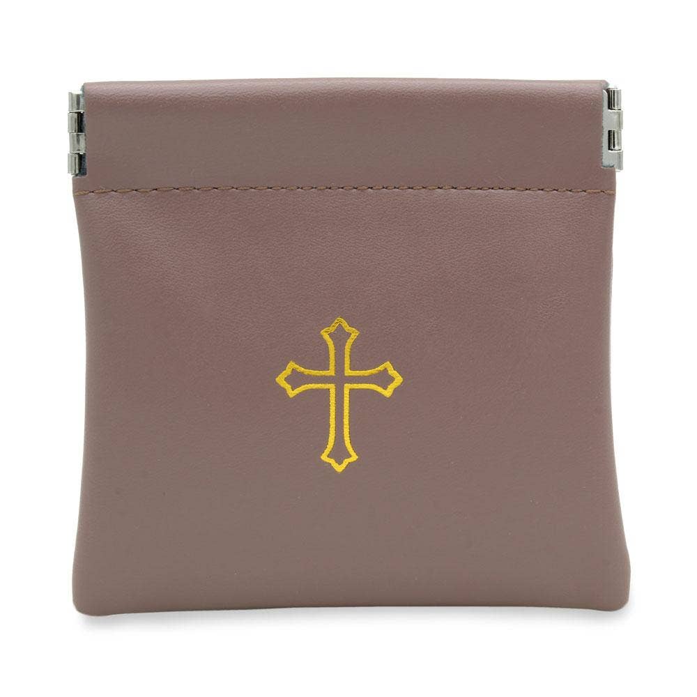 Light Brown Faux Leather Rosary Pouch
