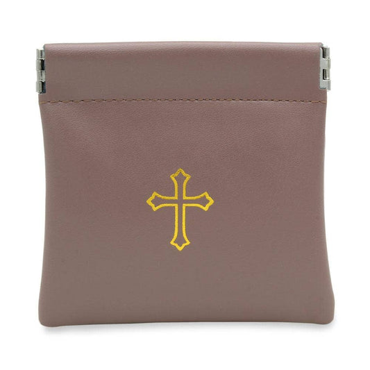 Light Brown Faux Leather Rosary Pouch