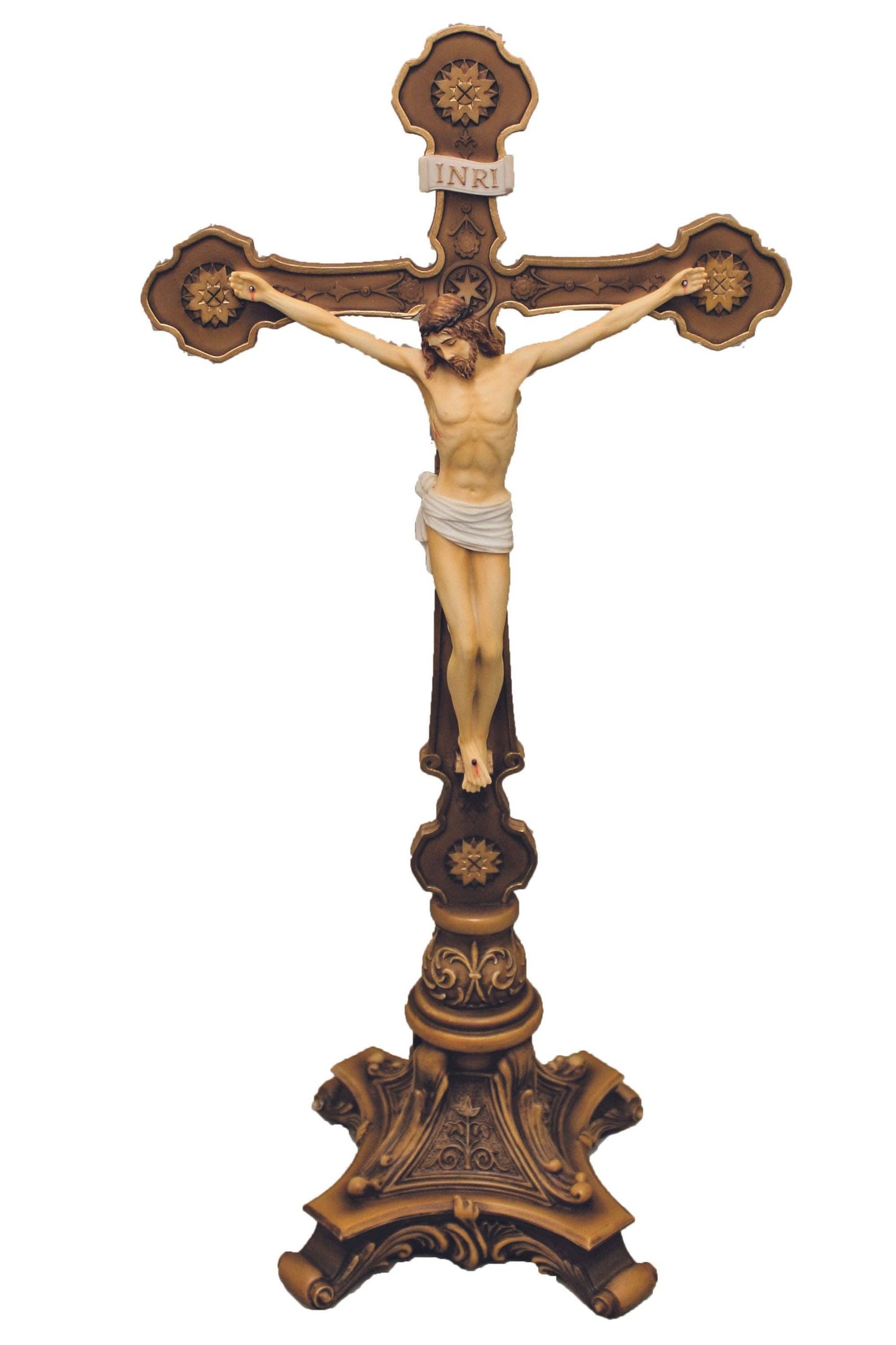 Ornate Standing Crucifix in Color 13"