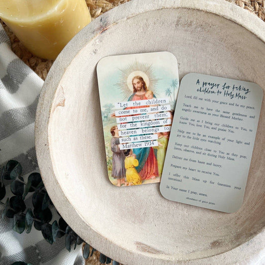 Prayer for Taking Children to Holy Mass Prayer Card