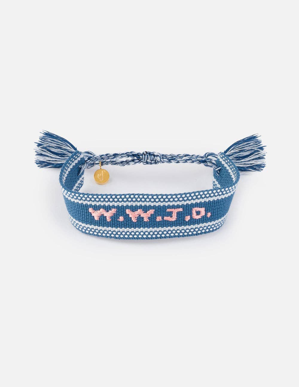 Blue WWJD Embroidered Bracelet