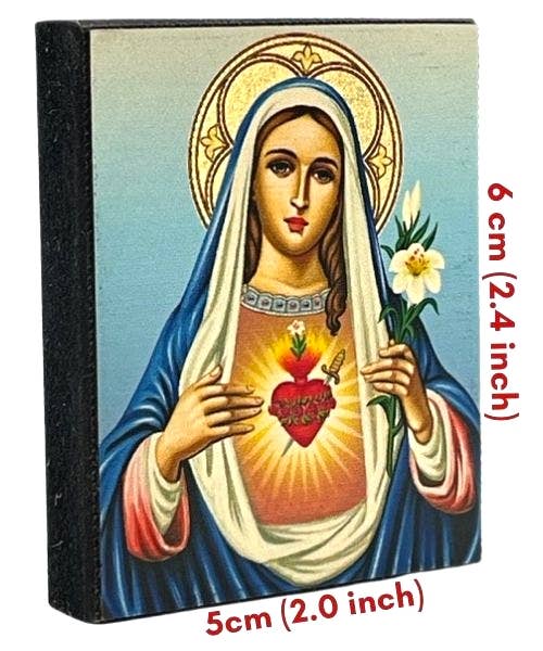 Immaculate Heart of Virgin Mary Silk Screen Icon Magnet