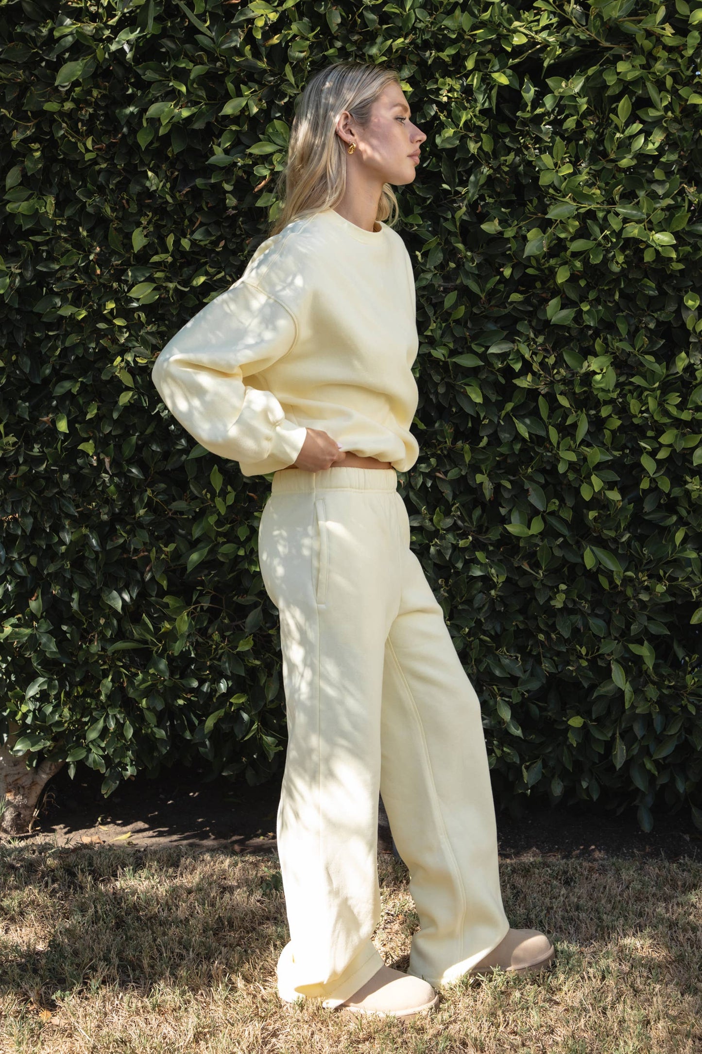 LANI Cloud Fleece Wide Leg Sweatpants Stretch Waist & Pocket