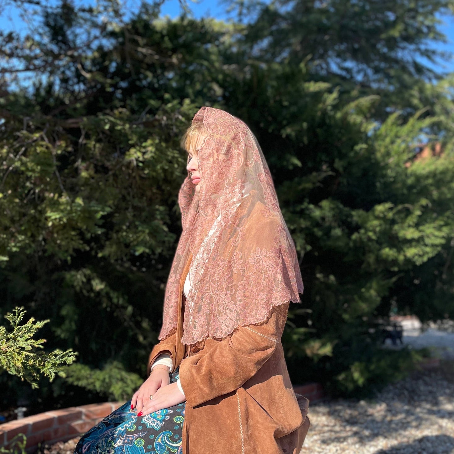 Way of The Cross Veil   -COFFEE   (58" x 28")