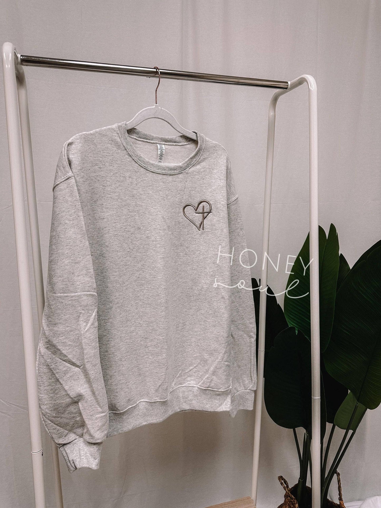 Embroidered Heart and Cross Sweatshirt