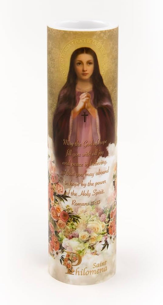 Flameless Prayer Candle St. Philomena