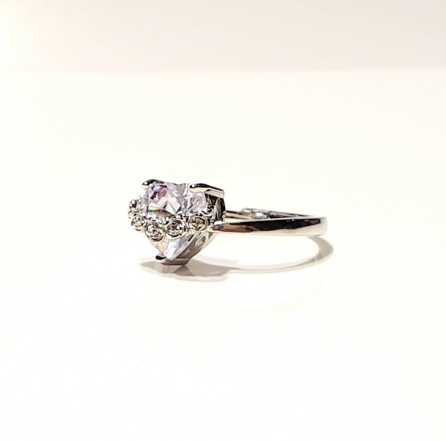 Adjustable White Immaculate Heart Ring