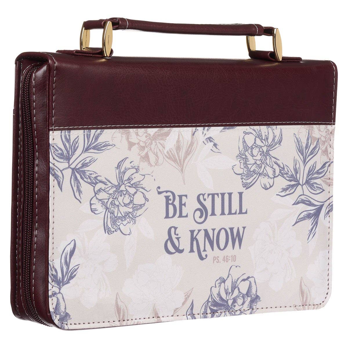 Be Still and Know Neutral Floral Faux Leather Bible Cover