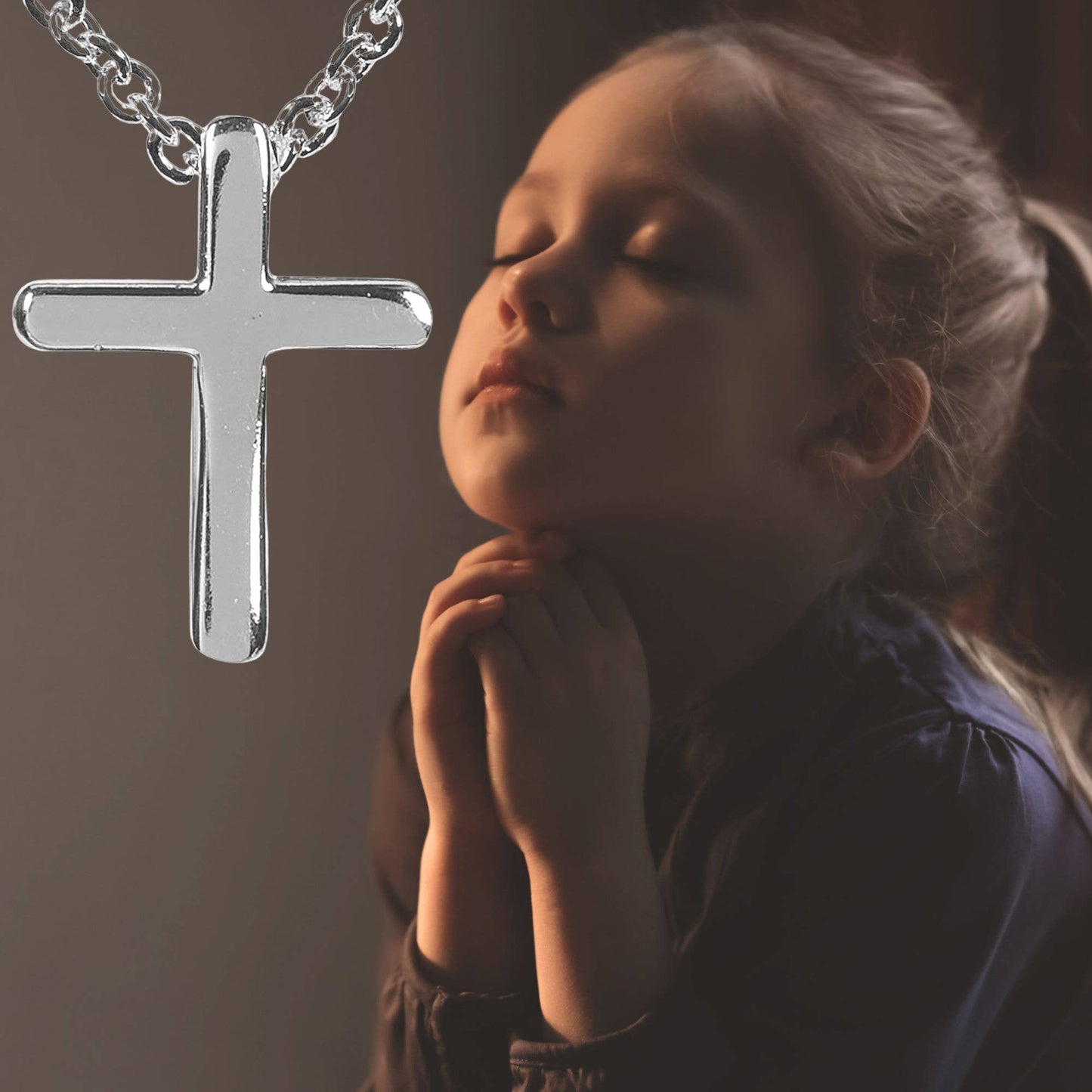 Silver Plated Mini Box Cross Necklace