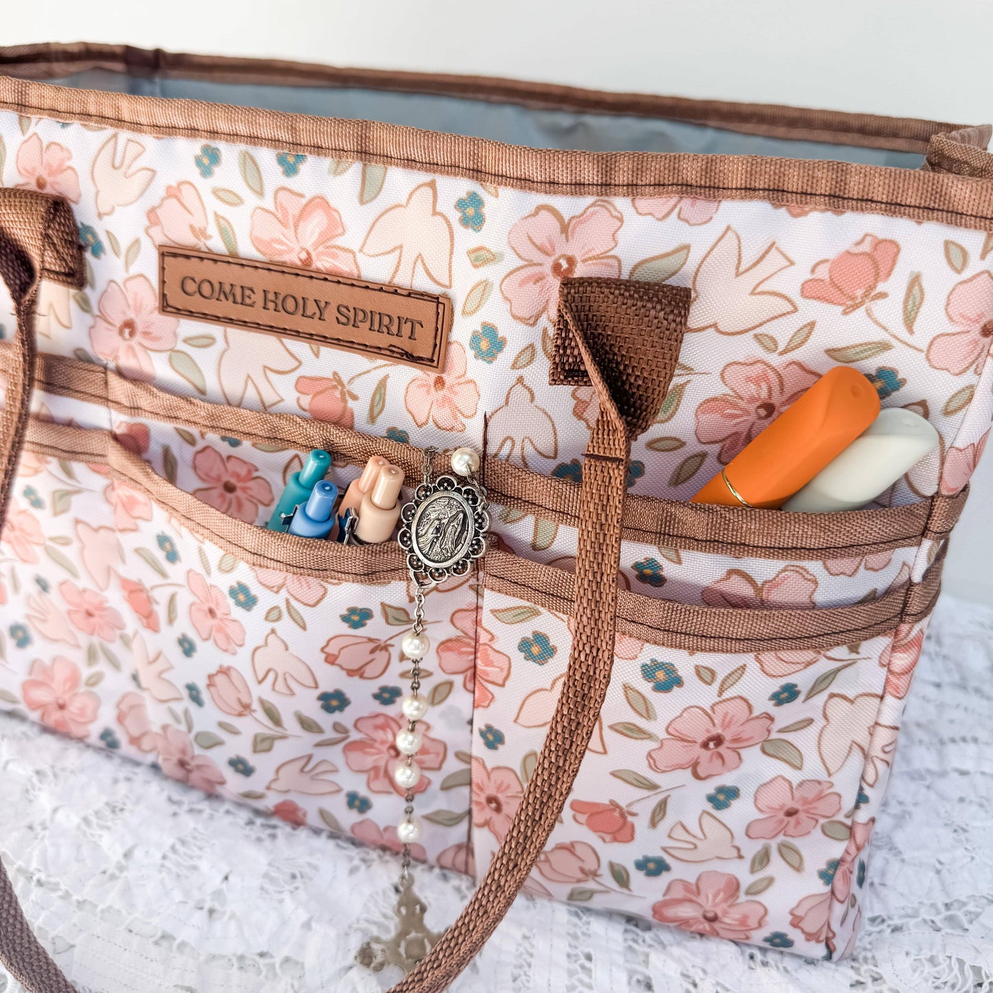 Catholic Prayer Caddy Tote