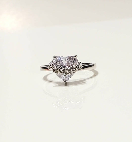 Adjustable White Immaculate Heart Ring