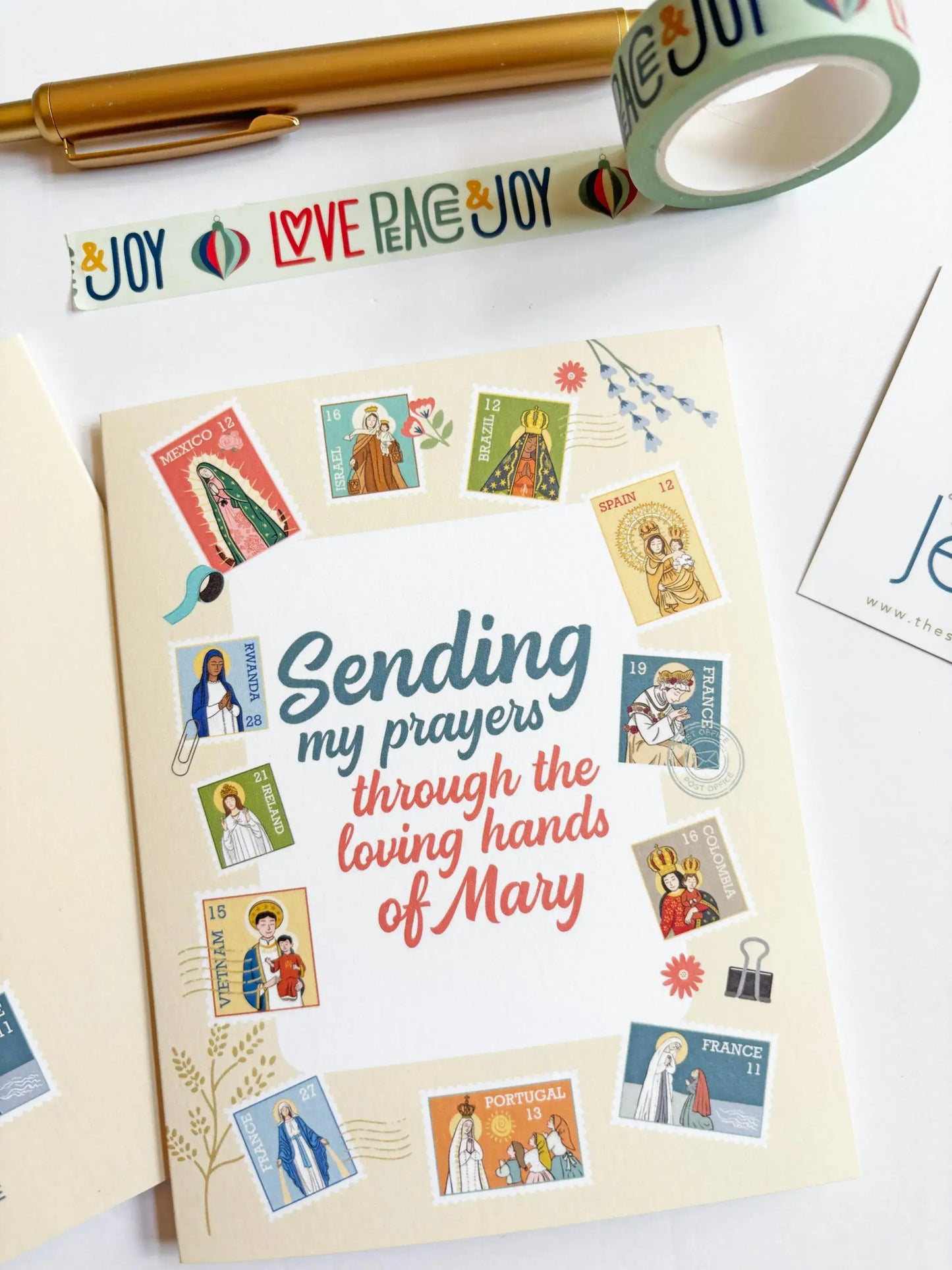 Ave Maria Post Yellow Greeting Card I Catholic Gift & Card