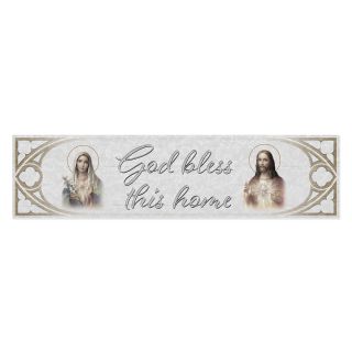 The Sacred Hearts Wooden Door Blessing Plaque
