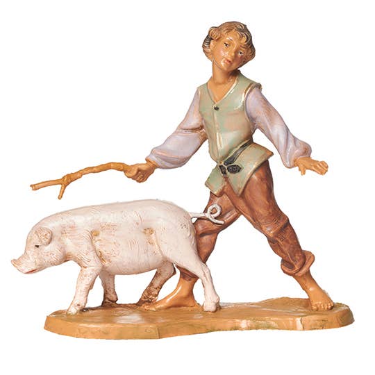 Fontanini 5" Scale Clement Boy With Pig Nativity Figure