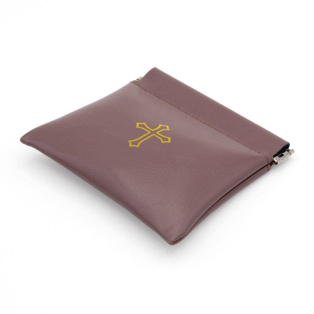 Light Brown Faux Leather Rosary Pouch