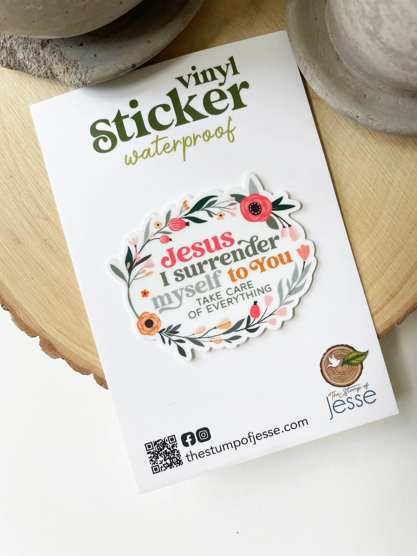 Jesus I surrender myself to You Waterproof Sticker