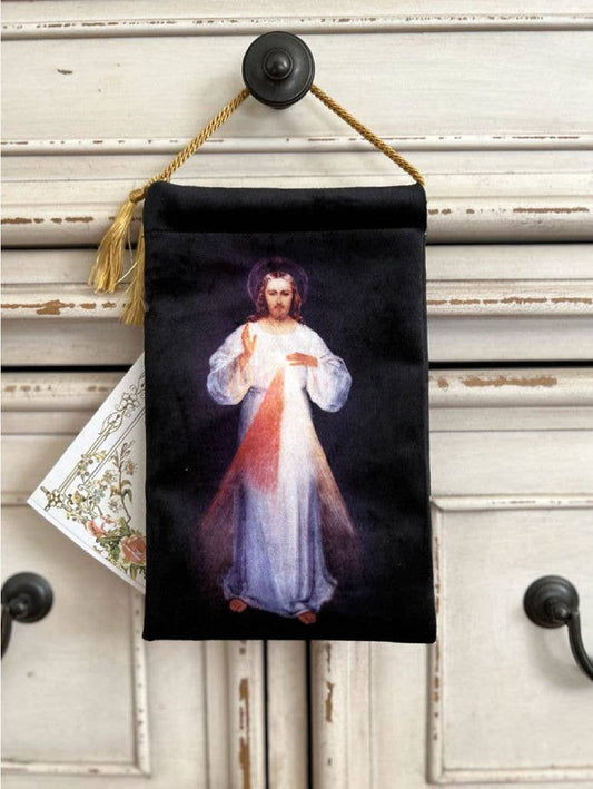 VINTAGE CATHOLIC ART Bless Pouch DIVINE MERCY ST FAUSTINA