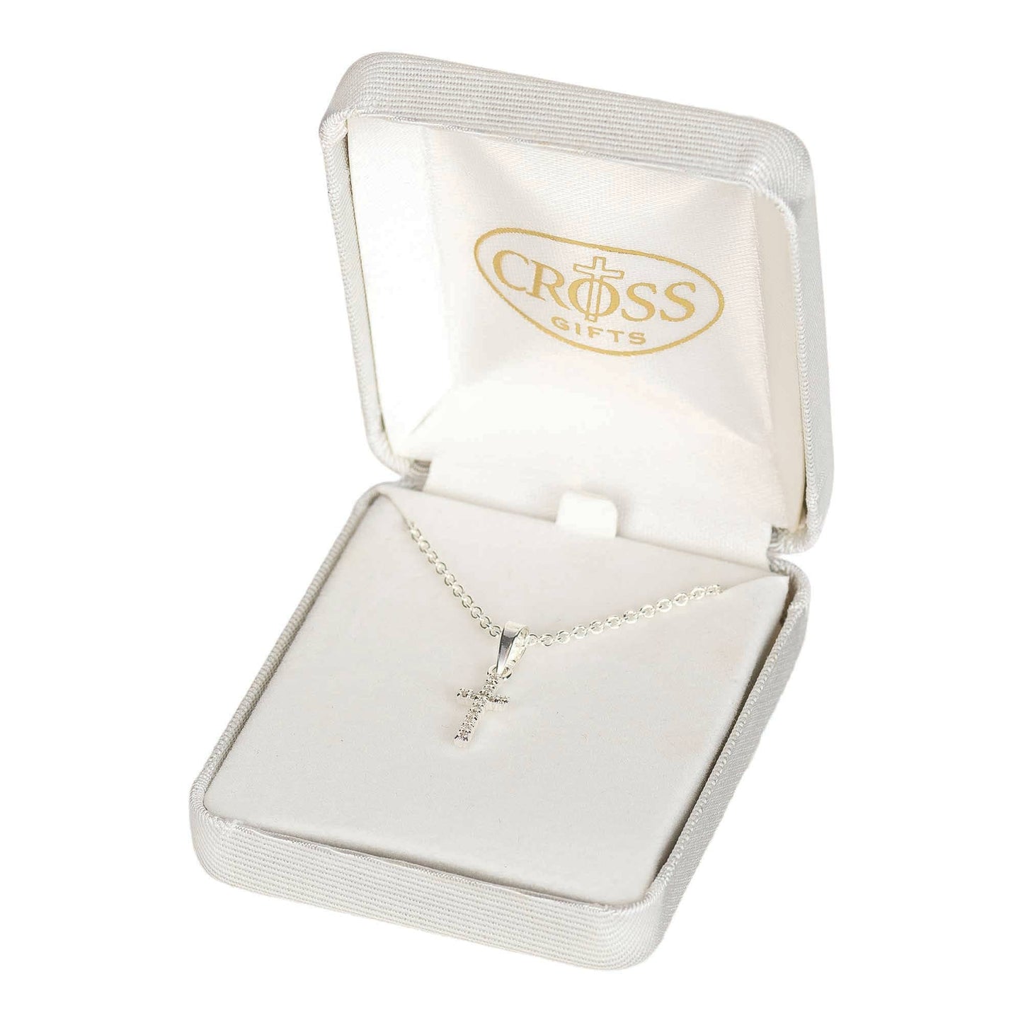 Small Cubic Zirconia 1/2" cross with 16" chain