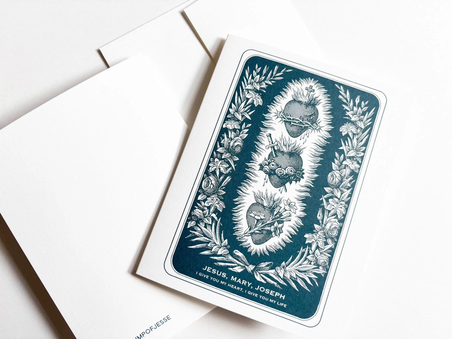3 Sacred Hearts Greeting Card | Catholic gift Catholic card