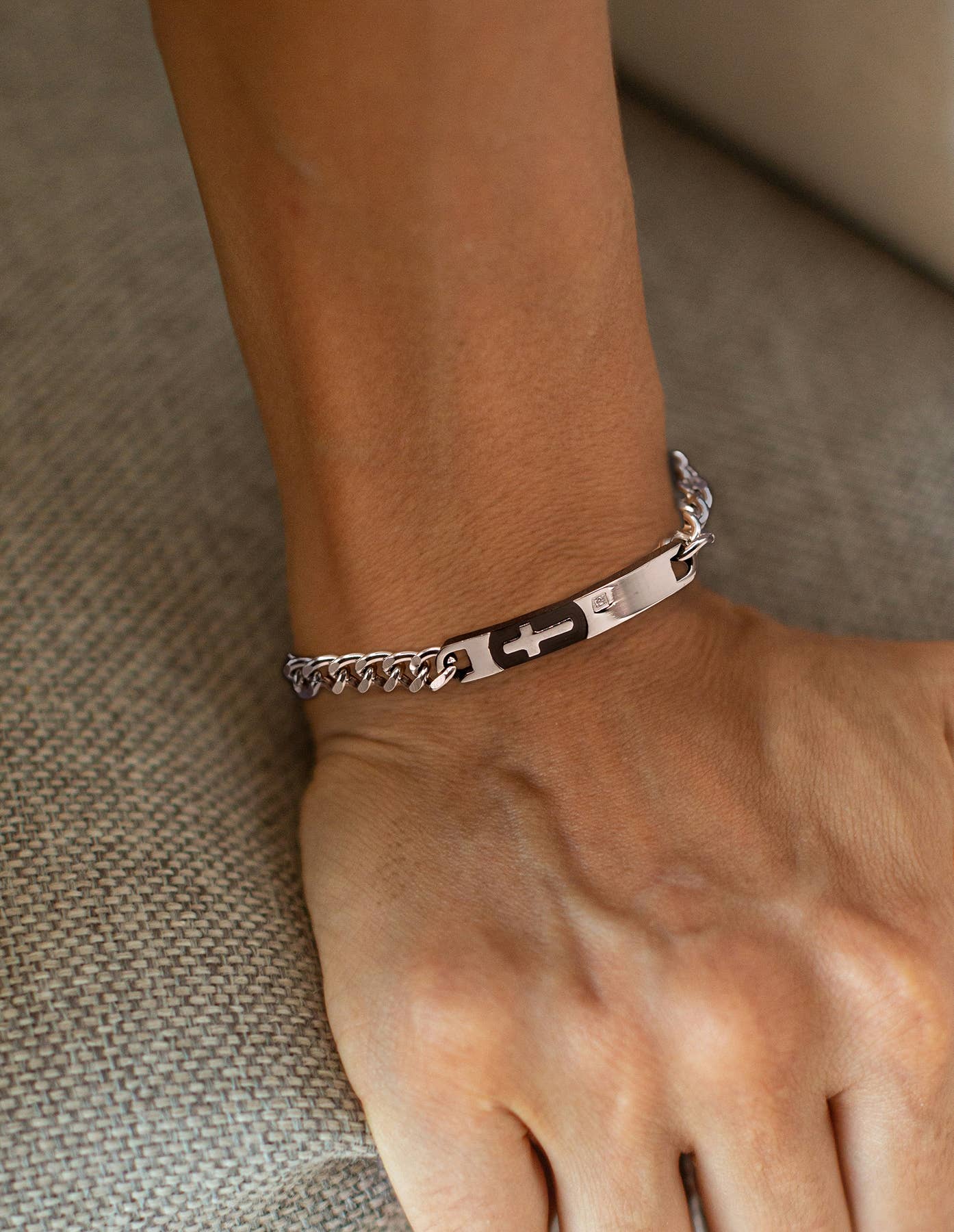 Black/Silver Cross Bracelet
