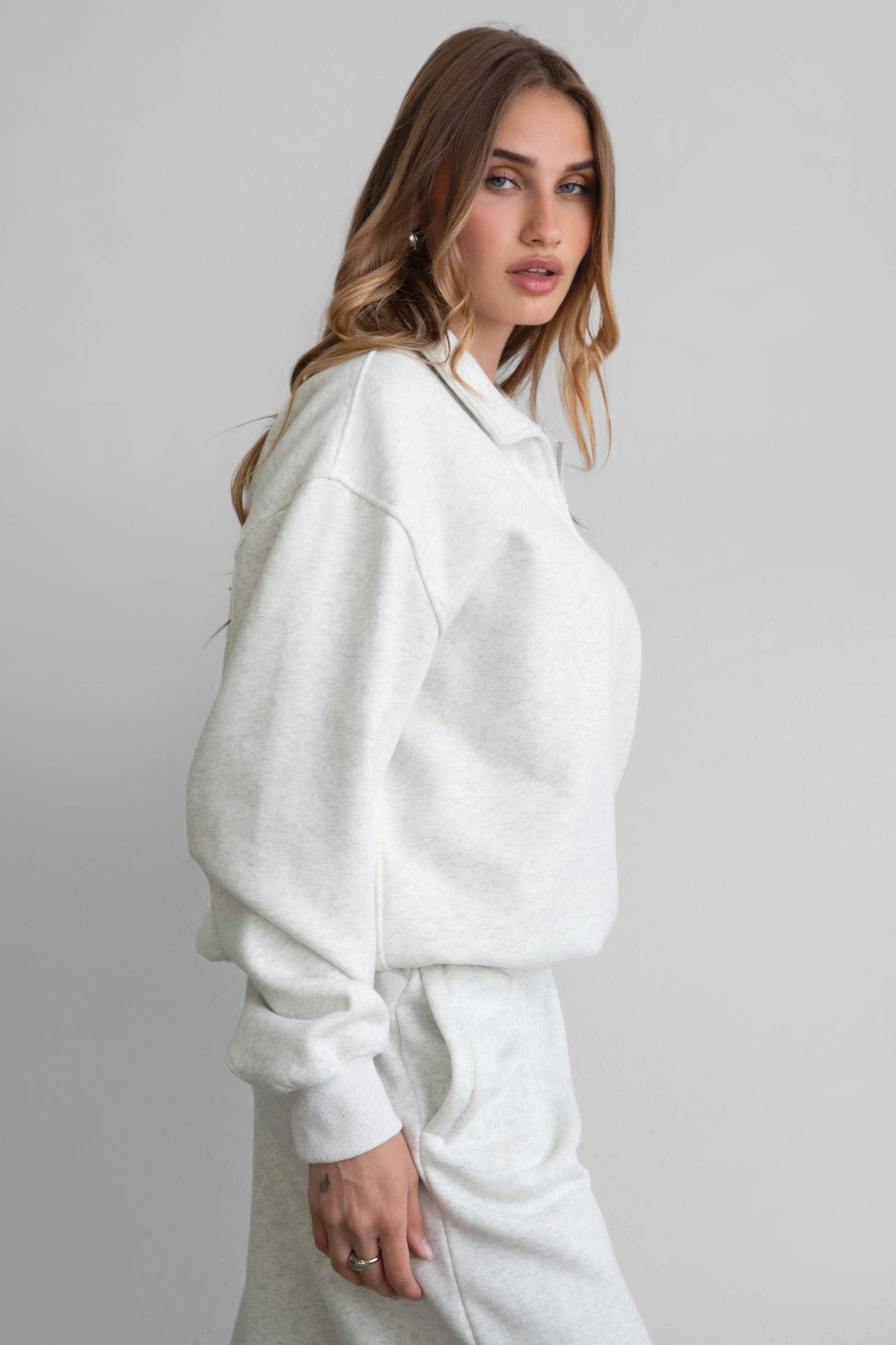 HAILEE Cloud Fleece Classic Half-Zip Sweater