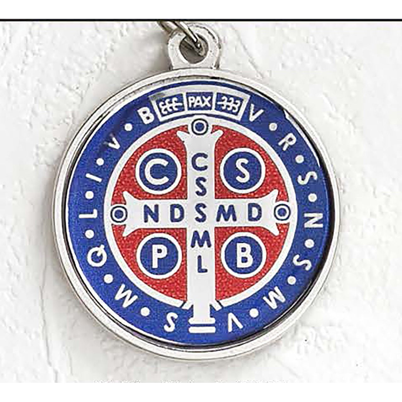 St. Benedict Blue and Red Silver Tone Medal