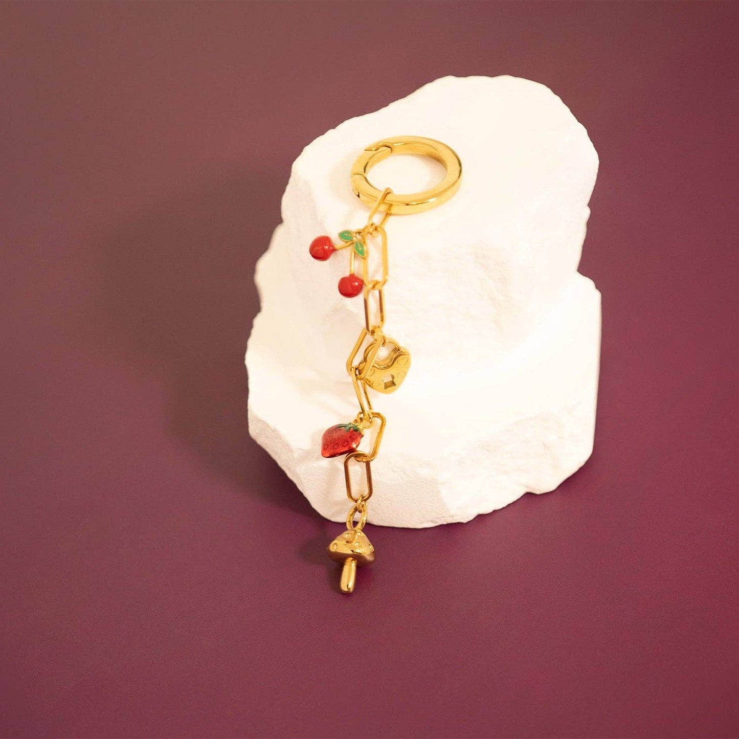 18K Gold PVD Stainless Steel Red Cherry Fruit Charm