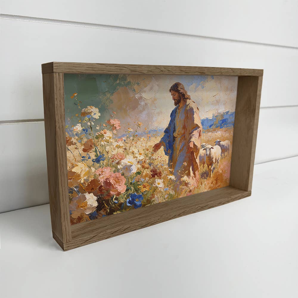Jesus Christ Leading Sheep - Christian Home Bedroom Wall Art