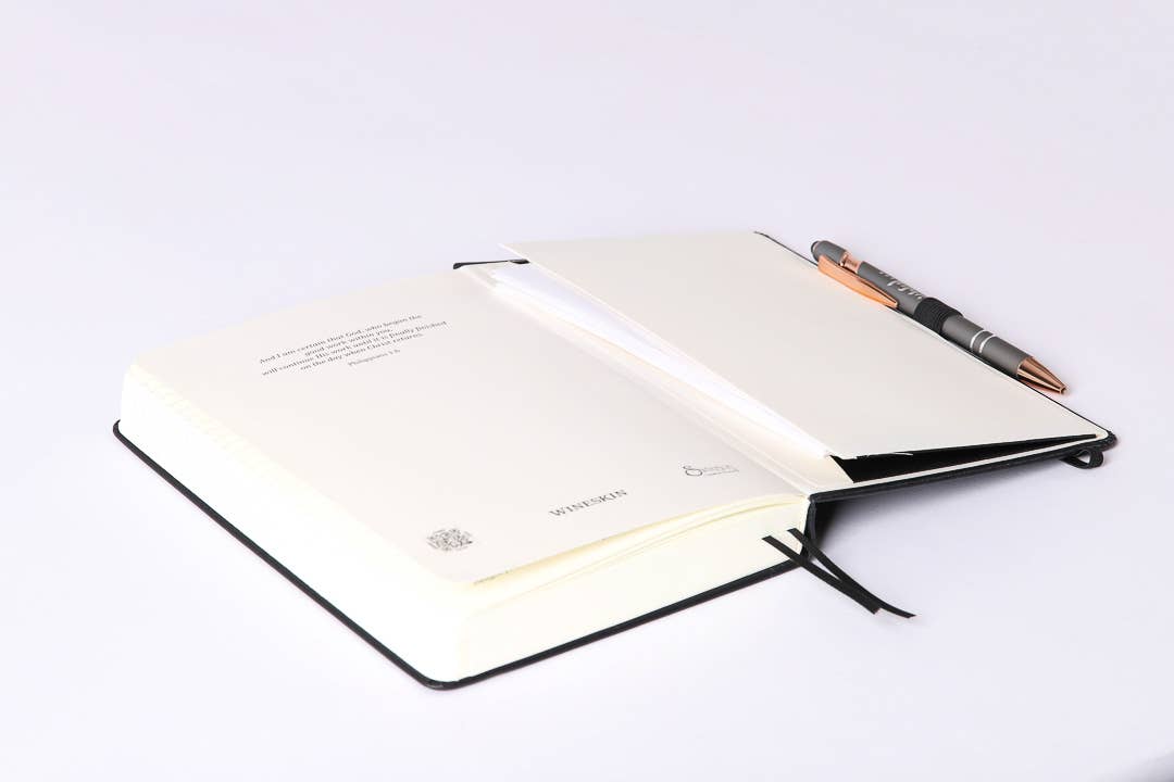 Hardcover Black Wineskin Journal (420 Pages)