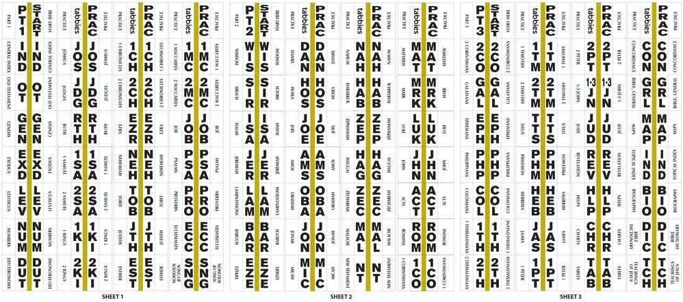 Large Print Catholic Goldtone-Edged Adhesive Old and New Testament Bible Indexing Tabs