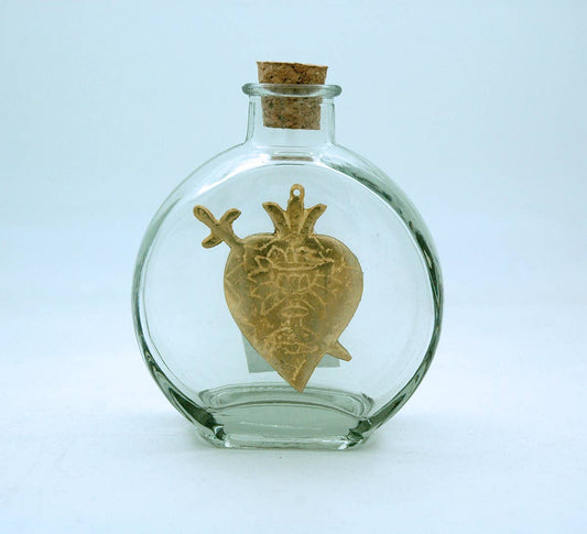 VHWB31- MILAGRO HEART Vintage Holy Water Bottle