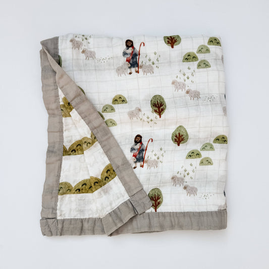 The Lord is my Shepherd Double Sided Muslin Blanket