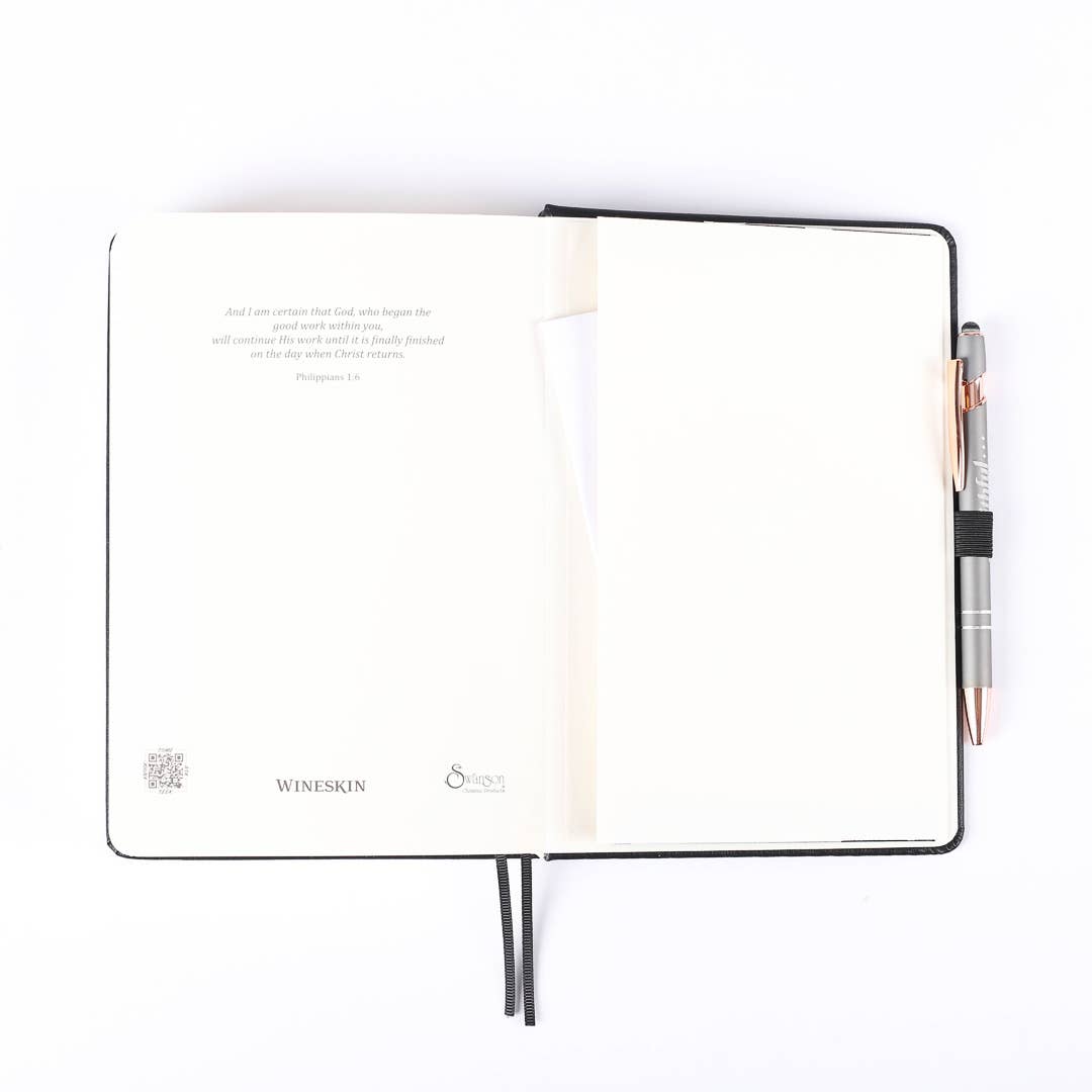 Hardcover Black Wineskin Journal (420 Pages)