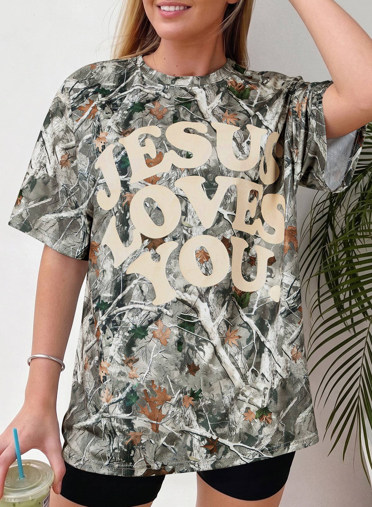 Graphic Tee Casual Oversized Jesus Letter Print