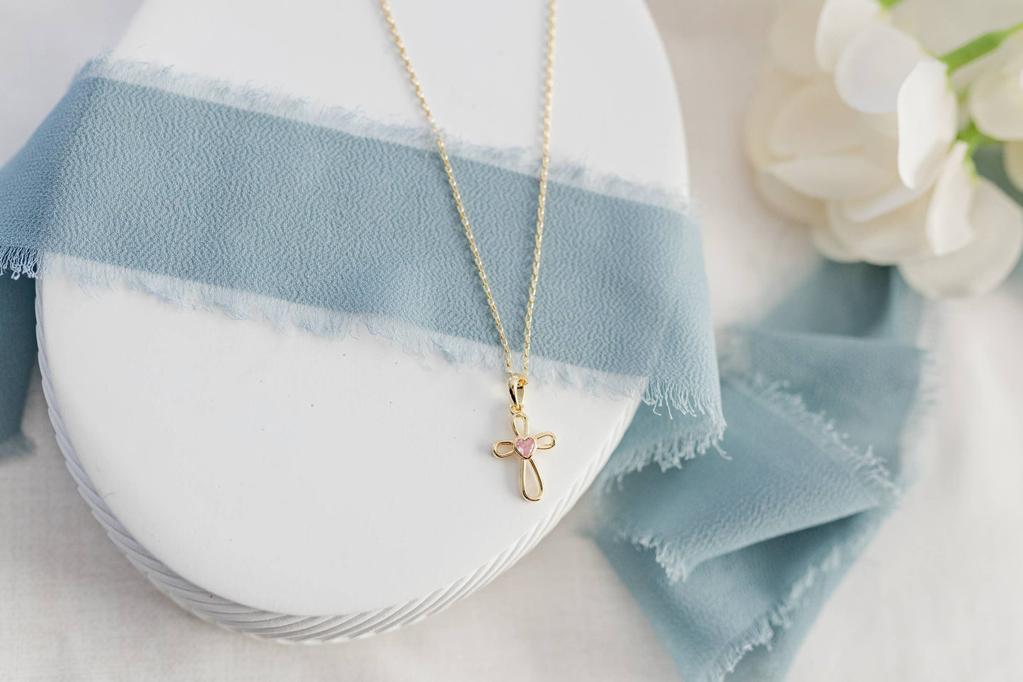 14K Gold-Plated Pink Cross Necklace