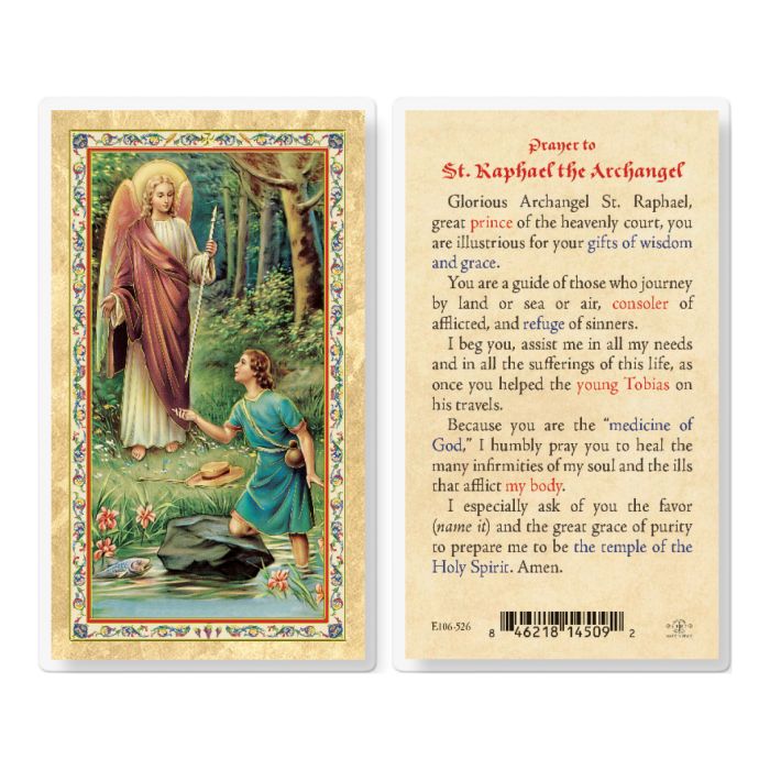 St. Raphael Laminated Holy Card