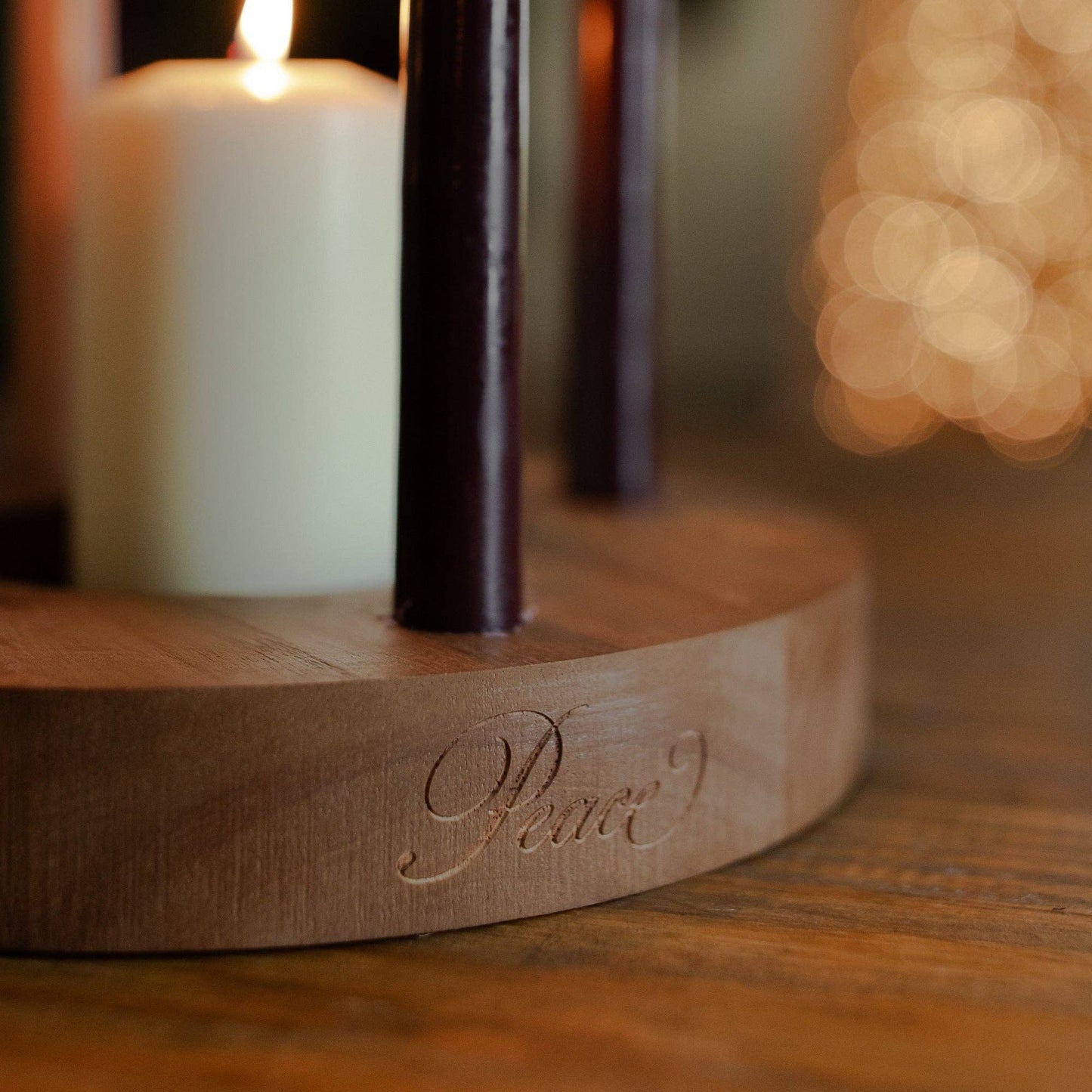 Engraved Wood Advent Candle Ring