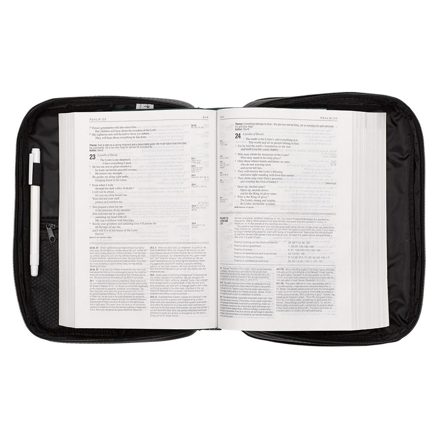Bible Cover Organizer Two-Fold Black Ichthus Badge