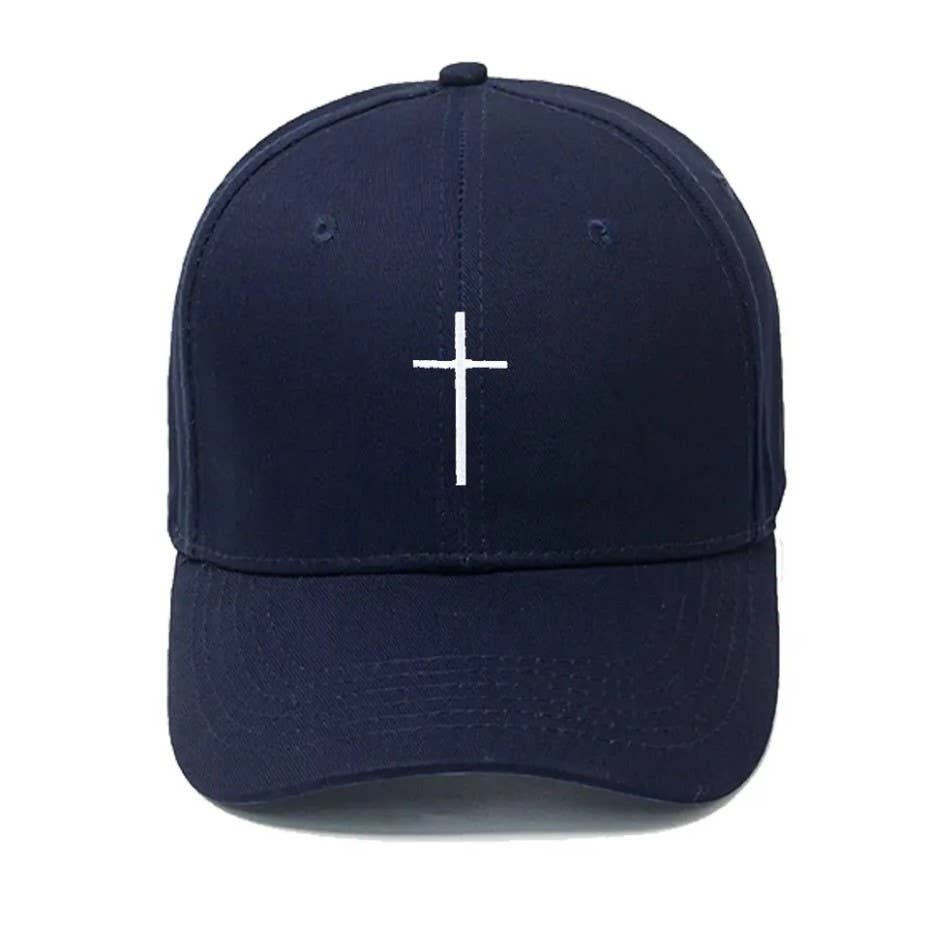 Cross Embroidered Christian Baseball Cap, Adjustable Hat
