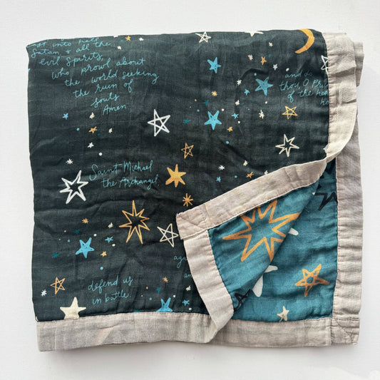 St. Michael Prayer Luxury Double Sided Muslin Catholic Blanket