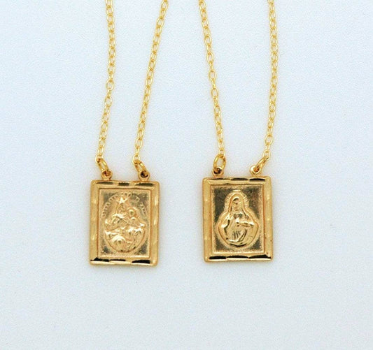Gold Matte Scapular Pendant Necklace