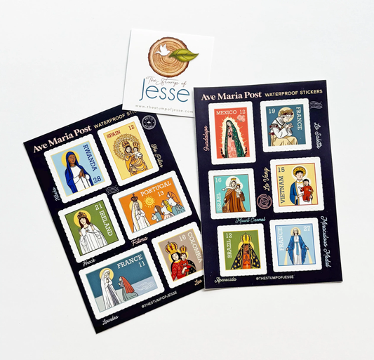 Ave Maria Post Sticker Sheets | Catholic Stickers Waterproof