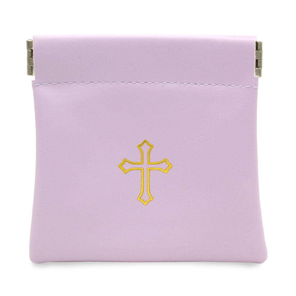 Violet Faux Leather Rosary Pouch